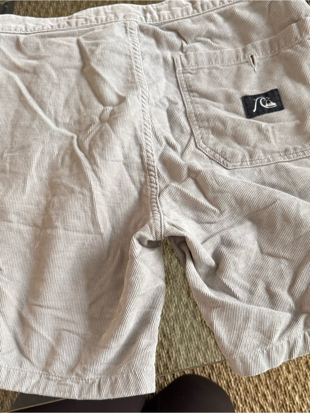 Quiksilver Light Taupe Corduroy Shorts with Back Logo Patch